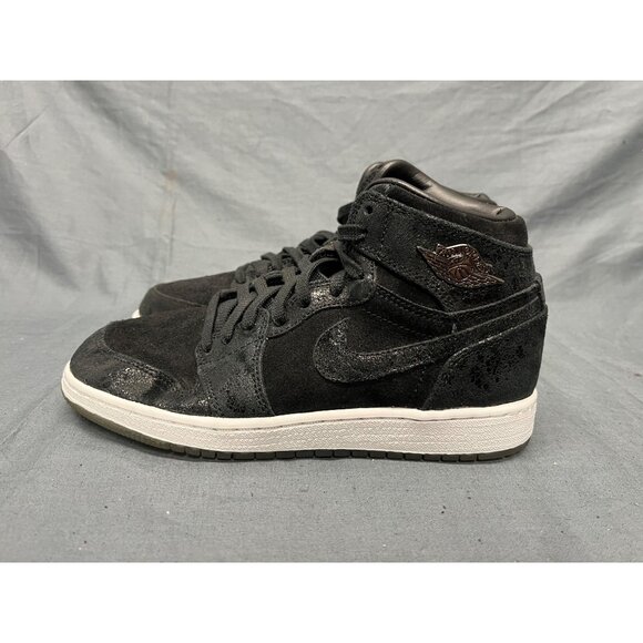 Nike Boys Jordan 1 Retro High (GS) 2016 Heiress Black Suede Size 4 NEW NO BOX! - Picture 5 of 11